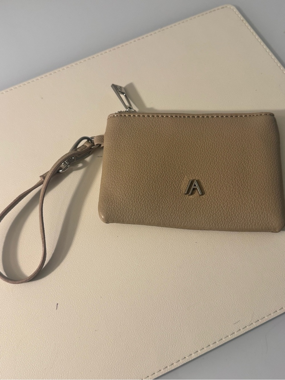 Izzy & Ali Taupe vegan Leather Wristlet